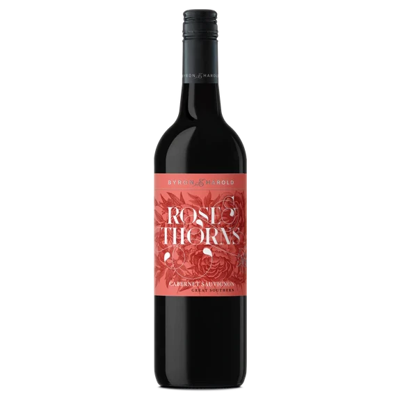 A bottle of 2021 Byron & Harold Rose & Thorns Cabernet Sauvignon 750ml Red Wine