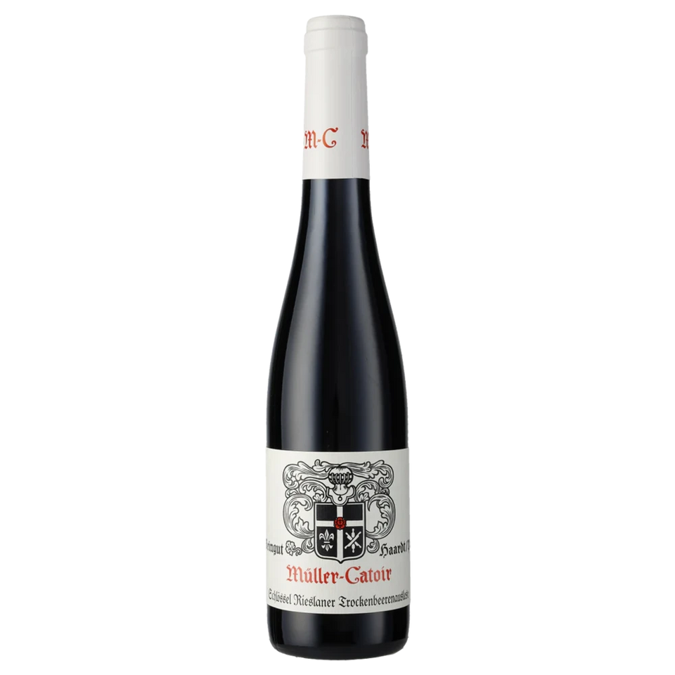 A bottle of 2008 Müller Catoir Schlossel Rieslaner Trockenbeerenauslese Riesling () 375ml White Wine