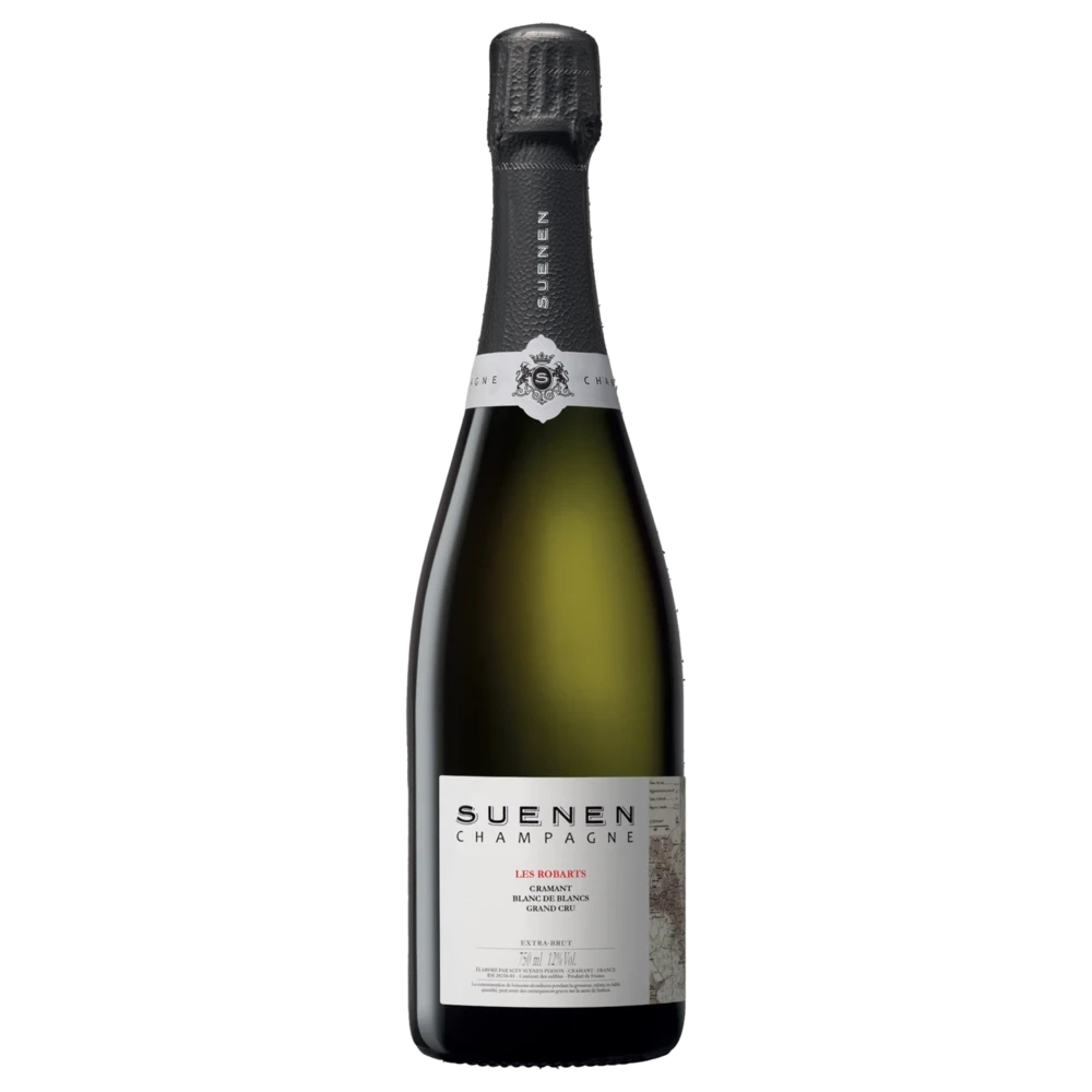 A bottle of 2016 Champagne Suenen Cramant Les Robarts Blanc de Blancs Grand Cru Extra Brut 750ml Sparkling Wine