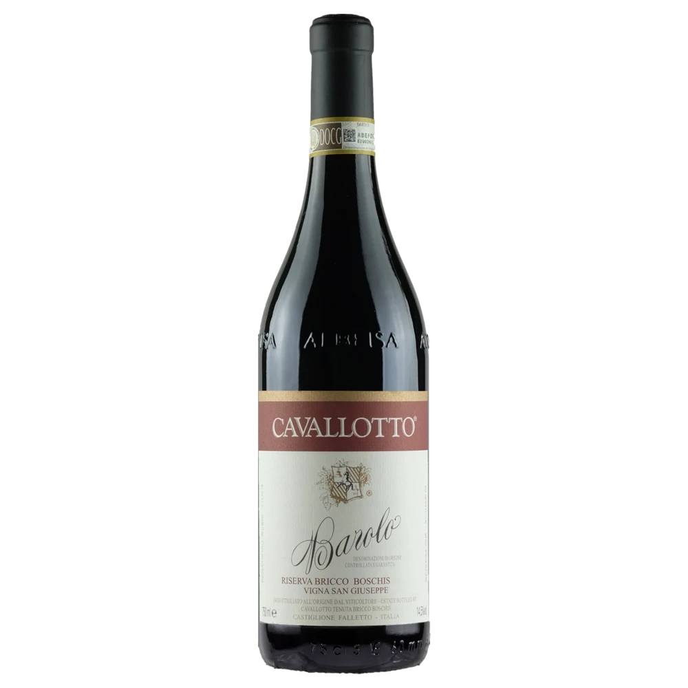 A bottle of 2018 Cavallotto Barolo Riserva Bricco Boschis Vigna San Giuseppe 750ml Red Wine