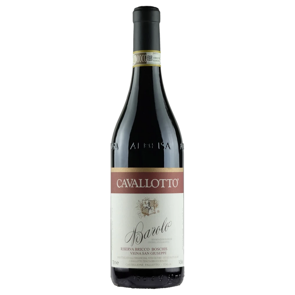 A bottle of 2018 Cavallotto Barolo Riserva Bricco Boschis Vigna San Giuseppe 750ml Red Wine