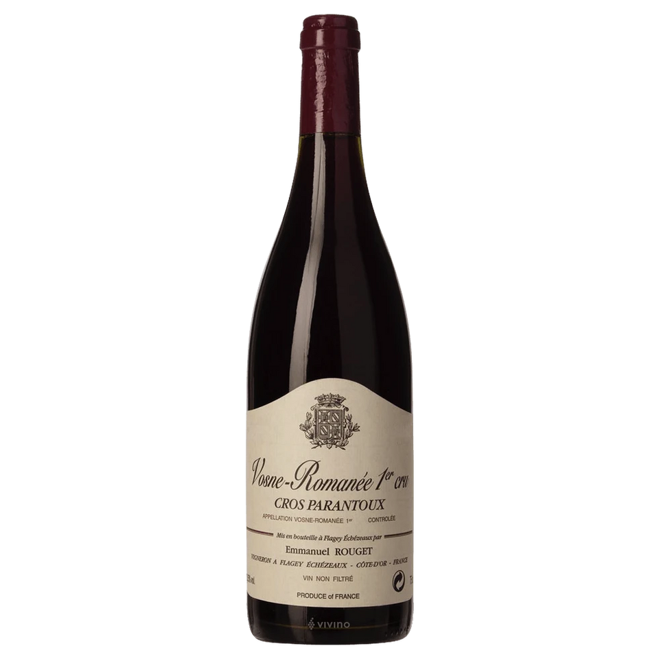 A bottle of 2017 Domaine Rouget 1er Cru Cros Parantoux 750ml Red Wine