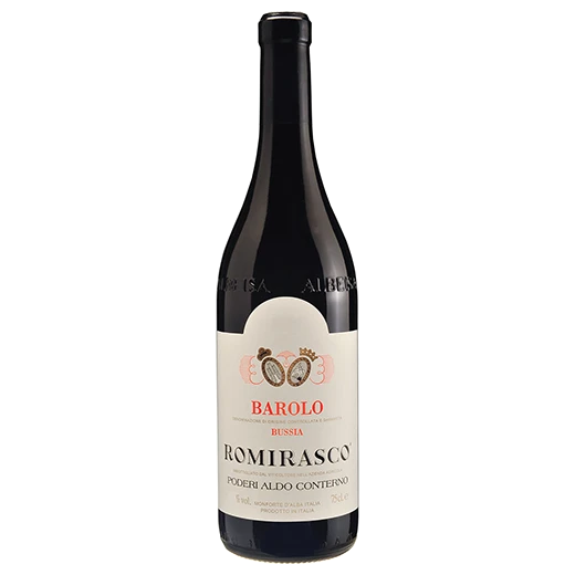 A bottle of 2017 Poderi Aldo Conterno Barolo DOCG Romirasco 750ml Red Wine