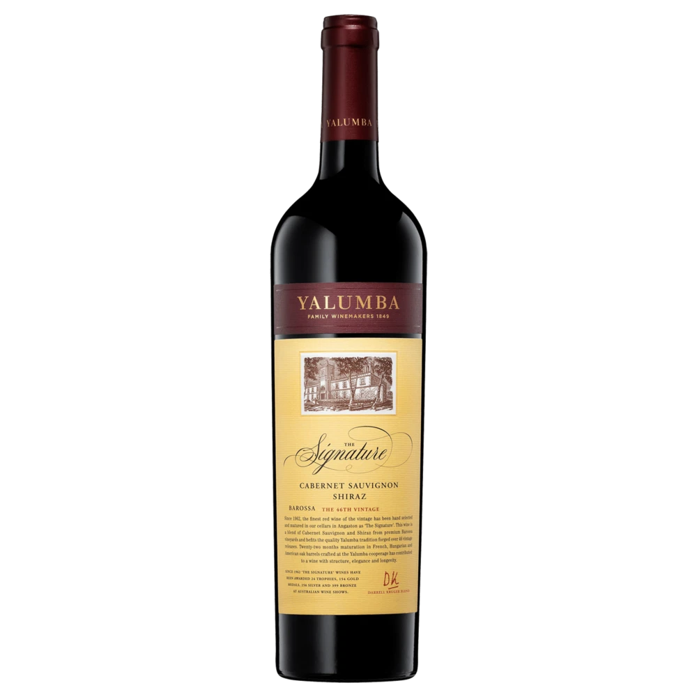 A bottle of 2018 Yalumba The Signature Cabernet Sauvignon Shiraz 3000ml Red Wine