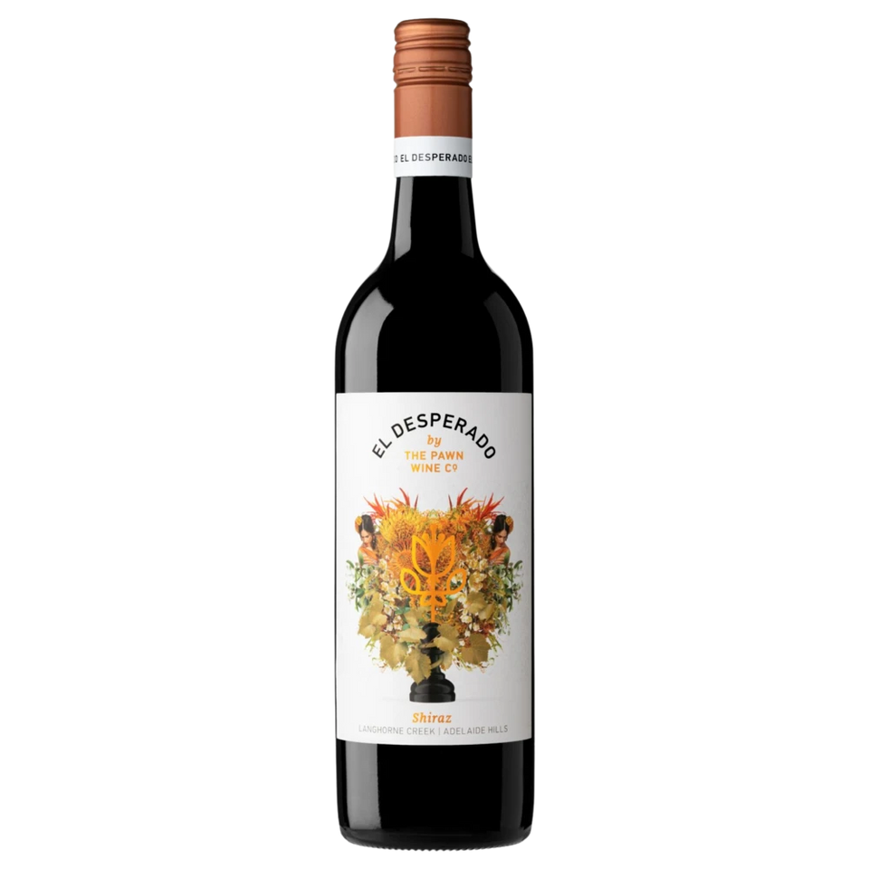 A bottle of 2020 2020 The Pawn El Desperado Shiraz 750ml Red Wine