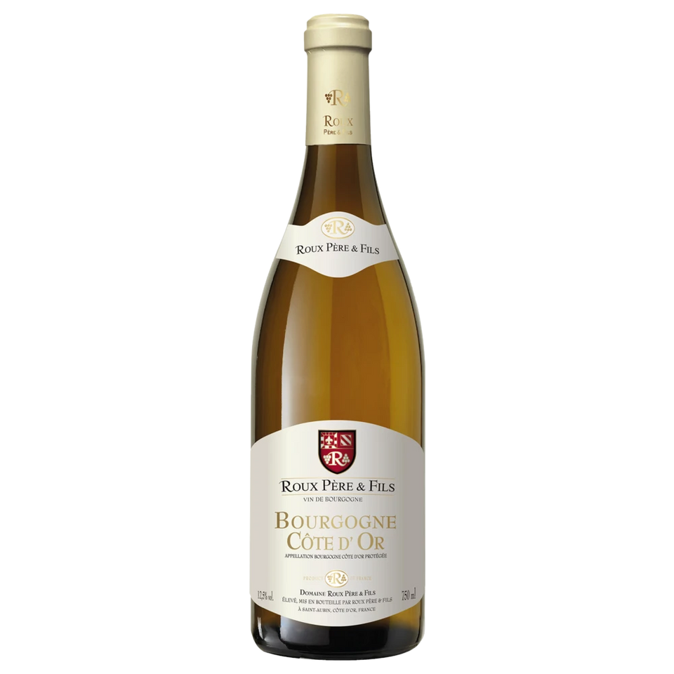 A bottle of 2020 Domaine Roux Bourgogne Côte d'Or Blanc 750ml White Wine
