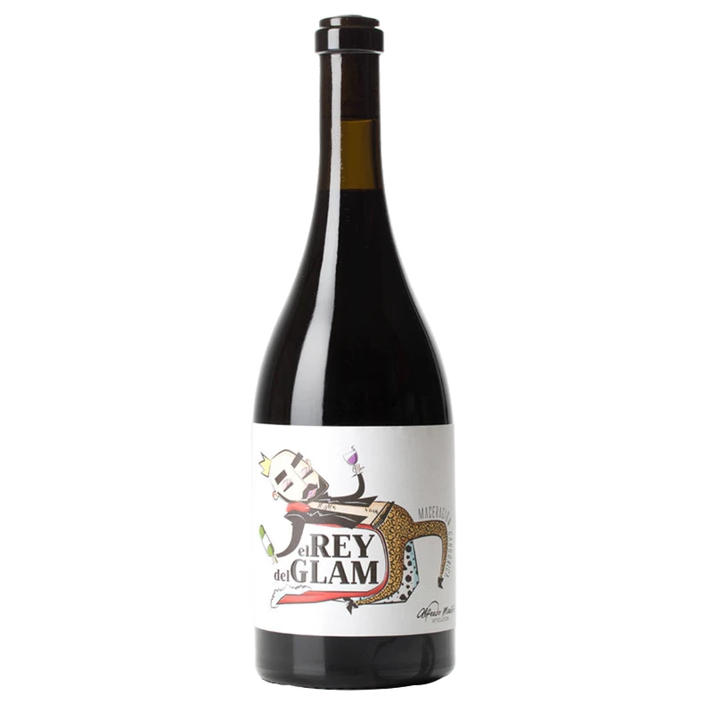 A bottle of 2021 Alfredo Maestro El Rey Del Glam 750ml Red Wine