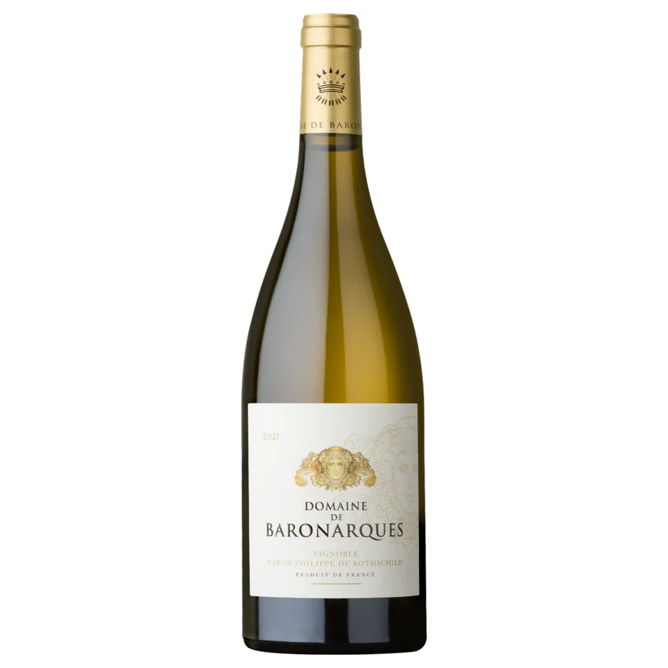 A bottle of 2014 Domaine Baronarques Blanc 750ml White Wine