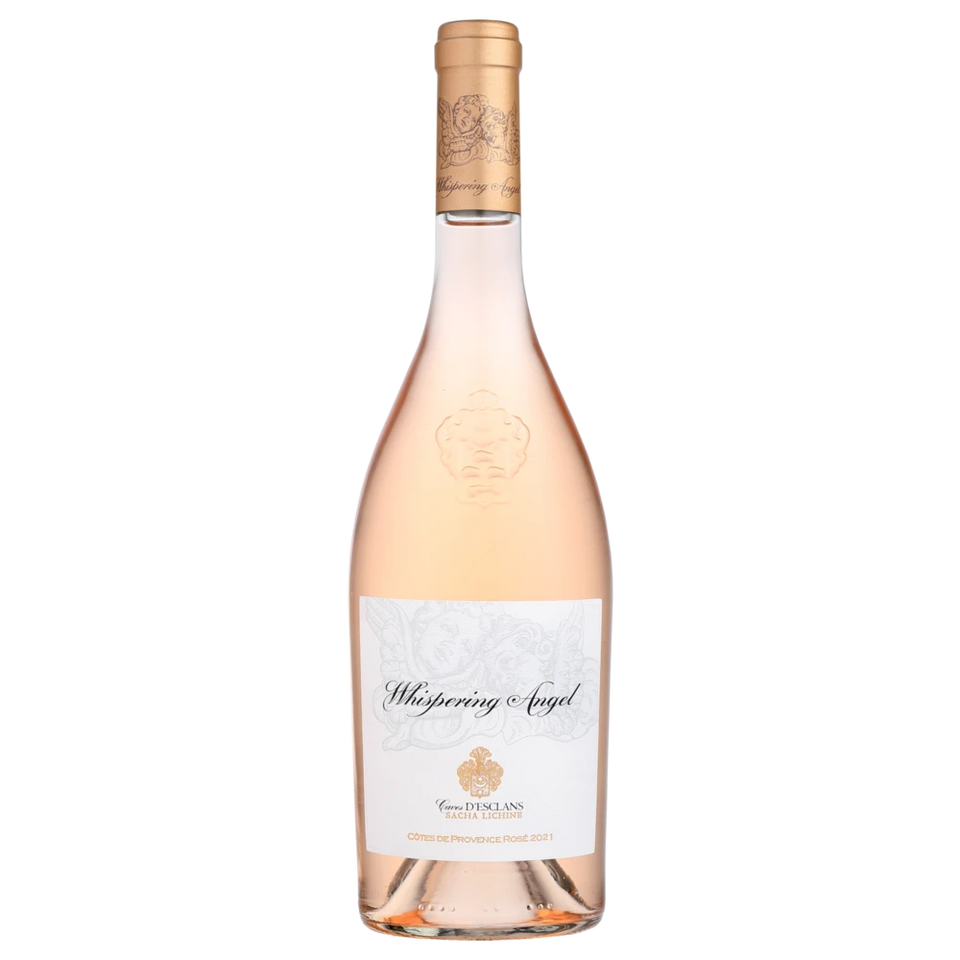 A bottle of 2021 Chateau D'Esclans Whispering Angel Rosé 750ml Rose Wine