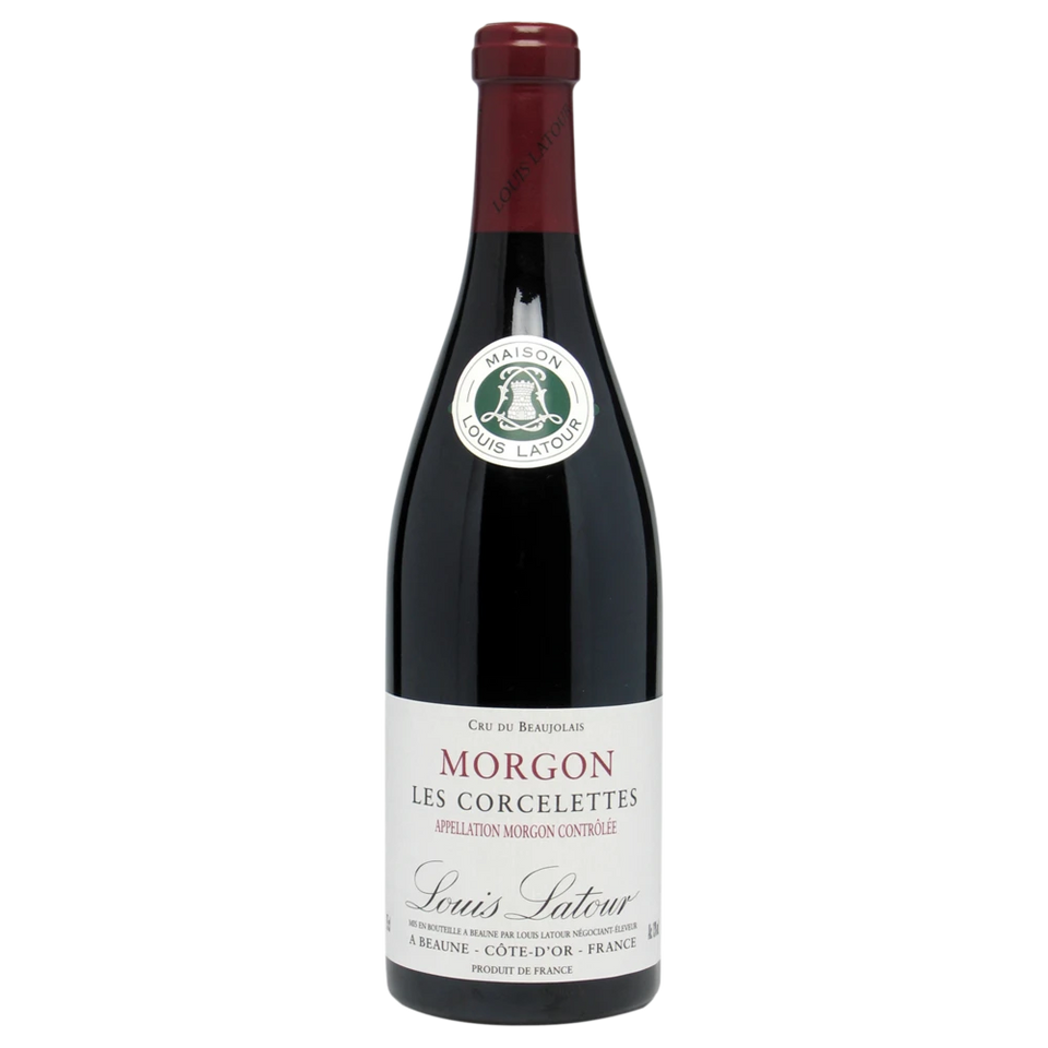 A bottle of 2021 Louis Latour Morgon Les Corcelettes 750ml Red Wine