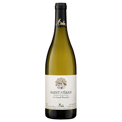 A bottle of 2021 Olivier Merlin Saint Véran Le Grand Bussière 750ml White Wine