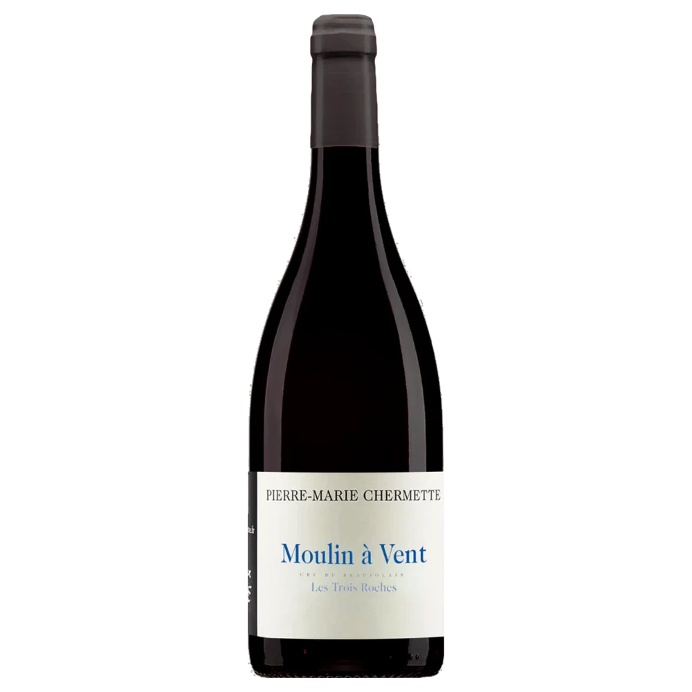 A bottle of 2023 Domaine Chermette Moulin à Vent Les Trois Roches 750ml Red Wine