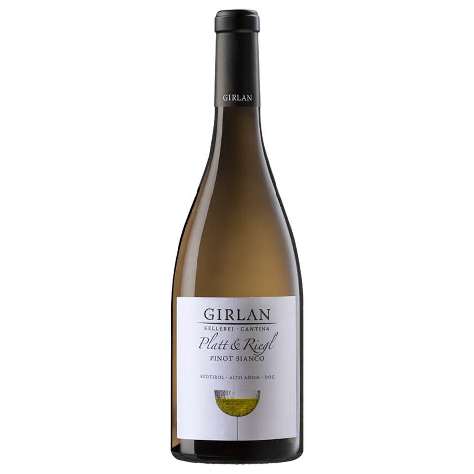 A bottle of 2023 Girlan Alto Adige Platt & Riegl Pinot Bianco 750ml Red Wine
