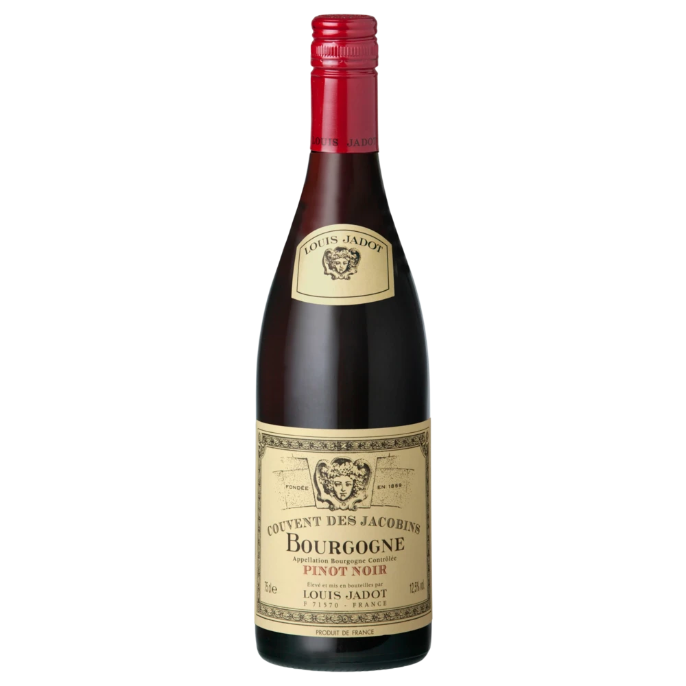 A bottle of 2022 Louis Jadot Bourgogne Pinot Noir Couvent des Jacobins 750ml Red Wine