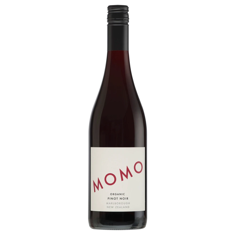 A bottle of 2023 Momo Malborough Pinot Noir 750ml Red Wine