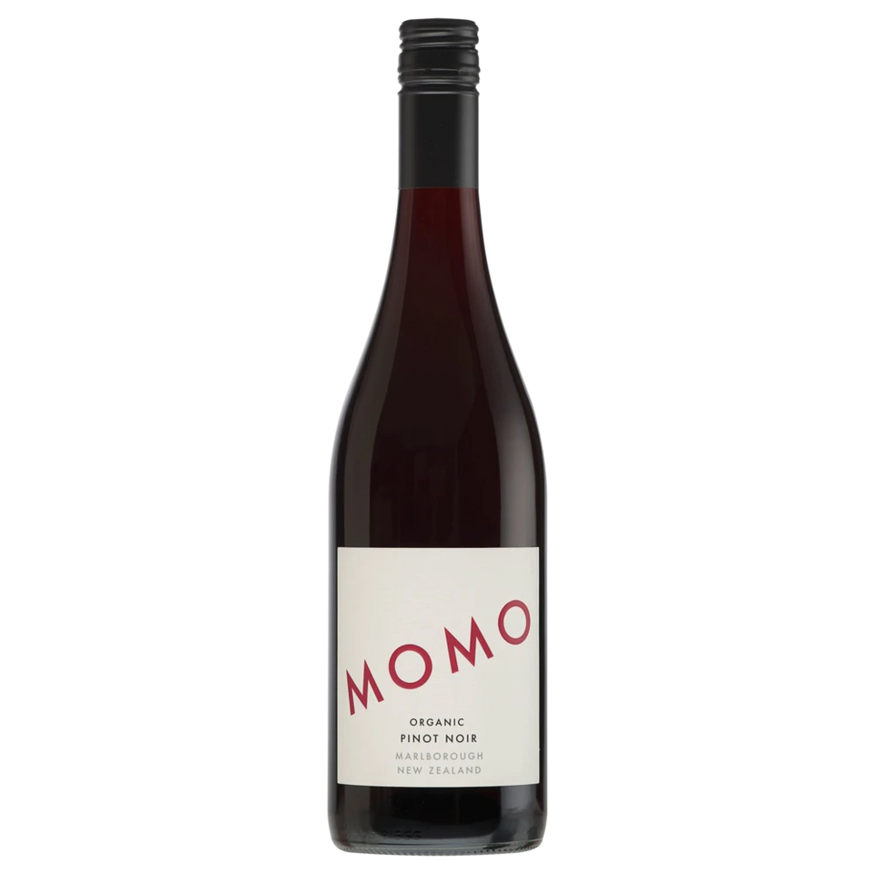 A bottle of 2023 Momo Malborough Pinot Noir 750ml Red Wine