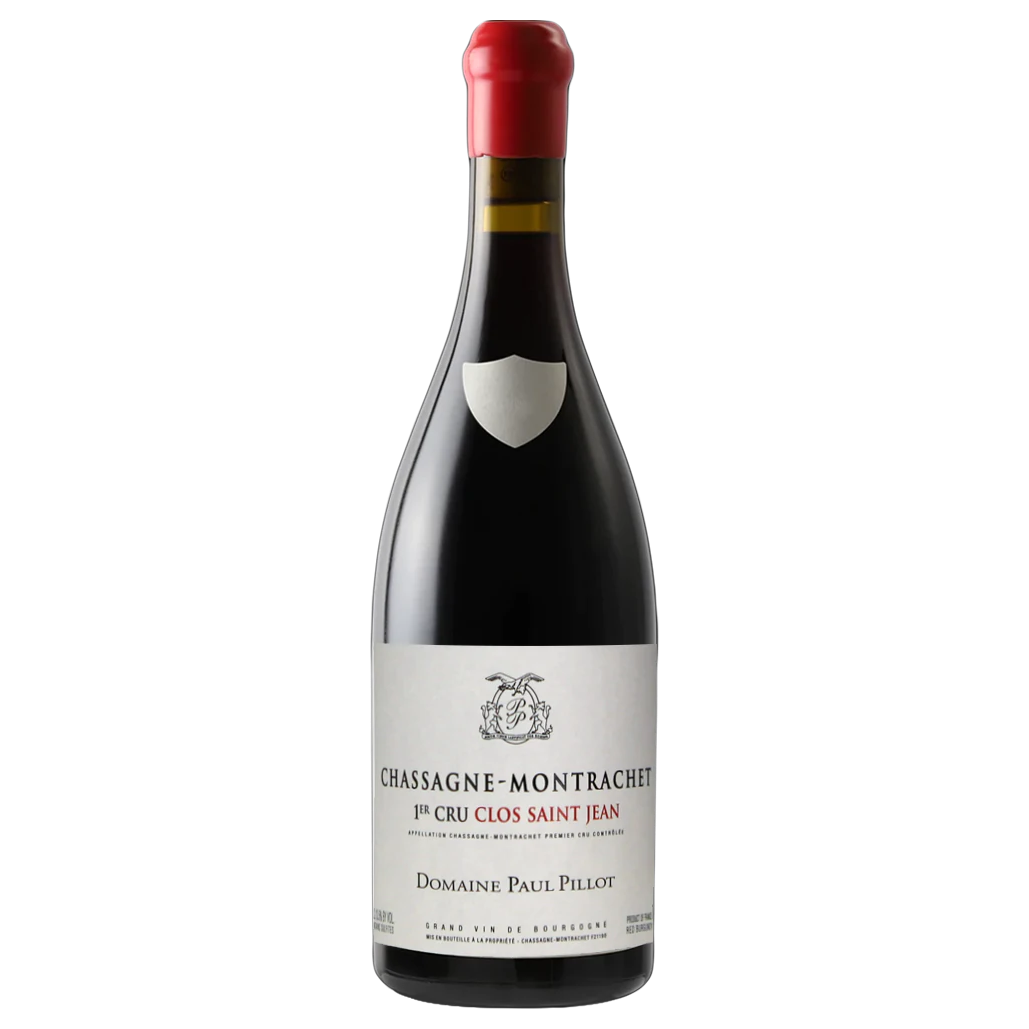 A bottle of 2023 Domaine Paul Pillot Chassagne Montrachet 1er Cru Clos Saint Jean Rouge 750ml Red Wine