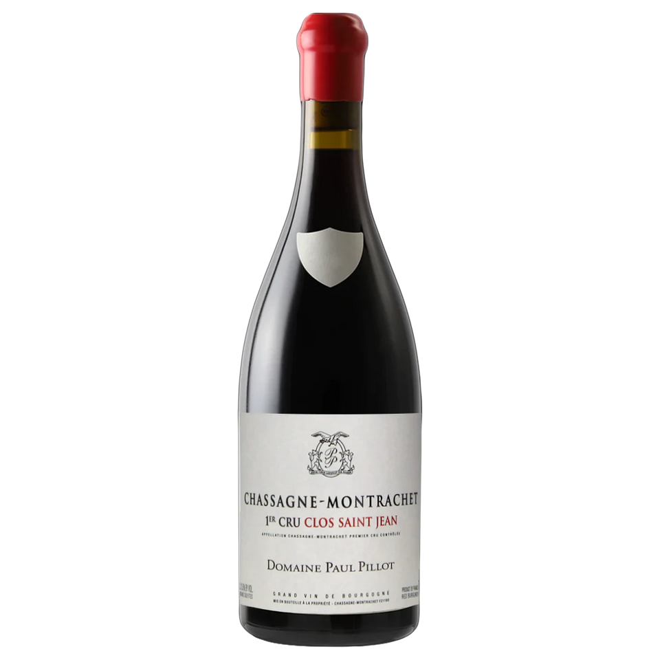 A bottle of 2023 Domaine Paul Pillot Chassagne Montrachet 1er Cru Clos Saint Jean Rouge 750ml Red Wine