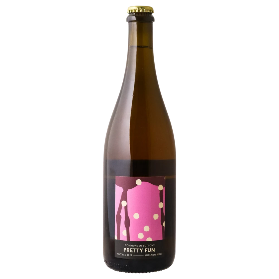 A bottle of 2023 Commune of Buttons Pretty Fun Pet Nat 750ml Sparkling Wine