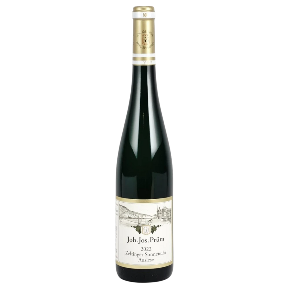 A bottle of 2022 Joh Jos Prüm Zeltinger Sonnenuhr Riesling Auslese LONG GOLDKAPSEL ( ) 750ml White Wine