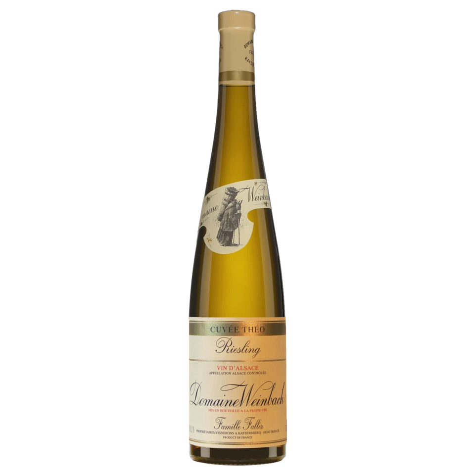 A bottle of 2023 Weinbach Alsace Théo Riesling 750ml White Wine