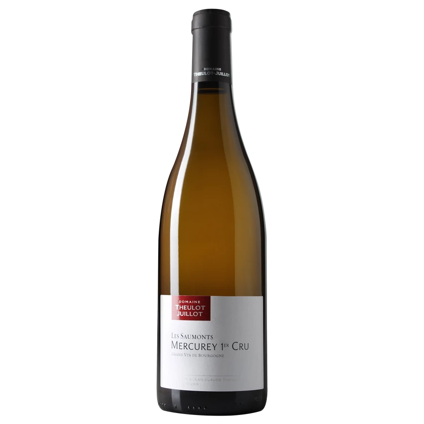 A bottle of 2022 Domaine Theulot Juillot Mercurey 1er Cru Les Saumonts Blanc 750ml White Wine