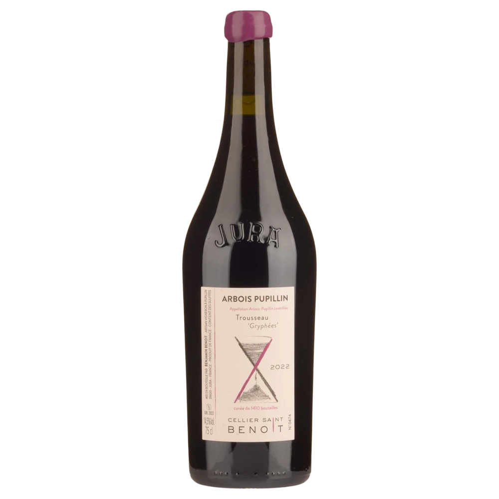 A bottle of 2022 Cellier Saint Benoit Arbois Pupillin Gryphées Trousseau 750ml Red Wine