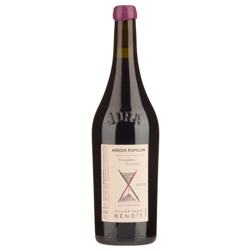 A bottle of 2022 Cellier Saint Benoit Arbois Pupillin Gryphées Trousseau 750ml Red Wine