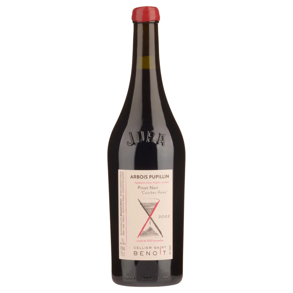 A bottle of 2022 Cellier Saint Benoit Arbois Pupillin Courbes Raies Pinot Noir 750ml Red Wine