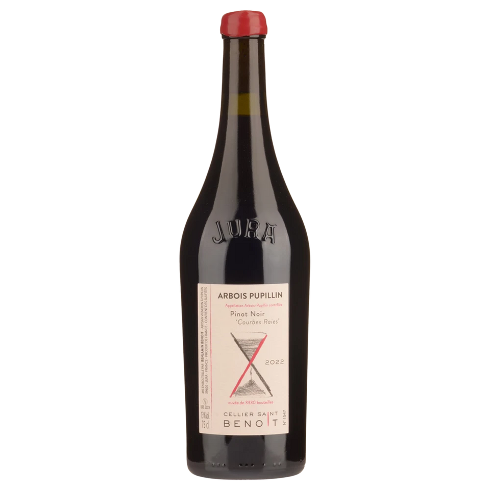 A bottle of 2022 Cellier Saint Benoit Arbois Pupillin Courbes Raies Pinot Noir 750ml Red Wine