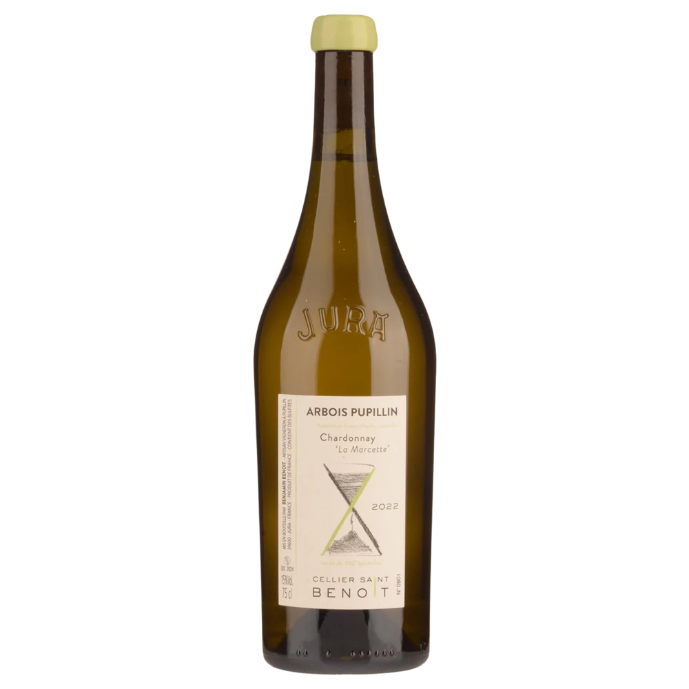 A bottle of 2022 Cellier Saint Benoit Arbois Pupillin La Marcette Chardonnay 750ml Red Wine