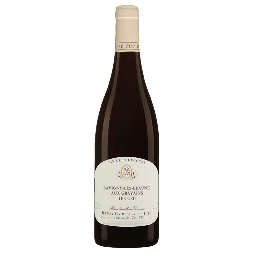 A bottle of 2022 Domaine Henri Germain Beaune 1er Cru Bressandes 750ml Red Wine