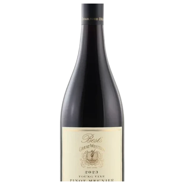 A bottle of 2024 Bests Young Vine Meunier Great Western 750ml Red Wine