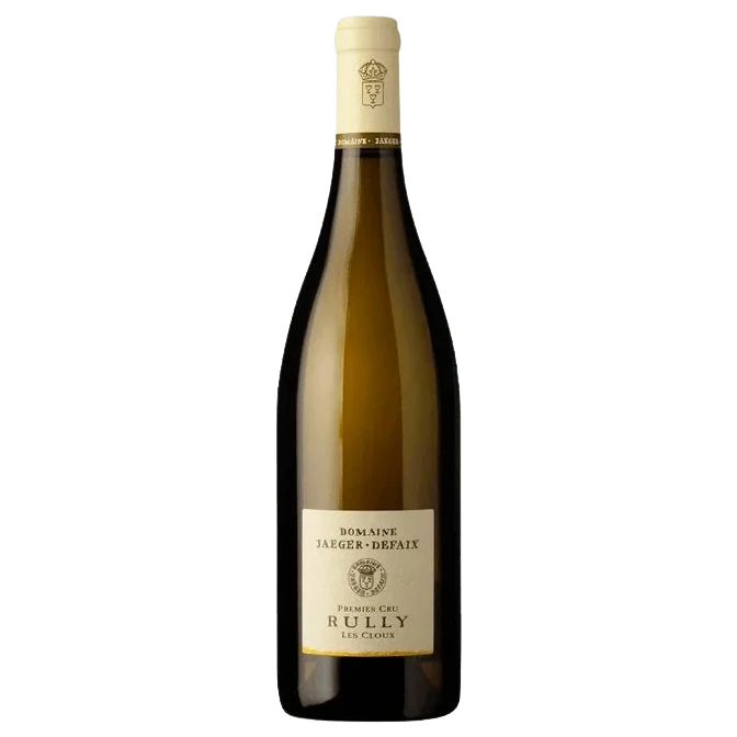 A bottle of 2023 Domaine Jaeger Defaix Rully 1er Cru Les Cloux Blanc 750ml White Wine