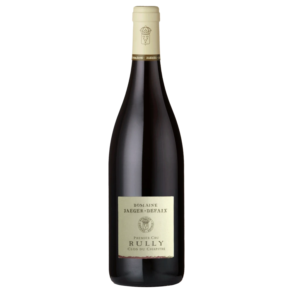 A bottle of 2023 Domaine Jaeger Defaix Rully 1er Cru Clos du Chapître Rouge 750ml Red Wine