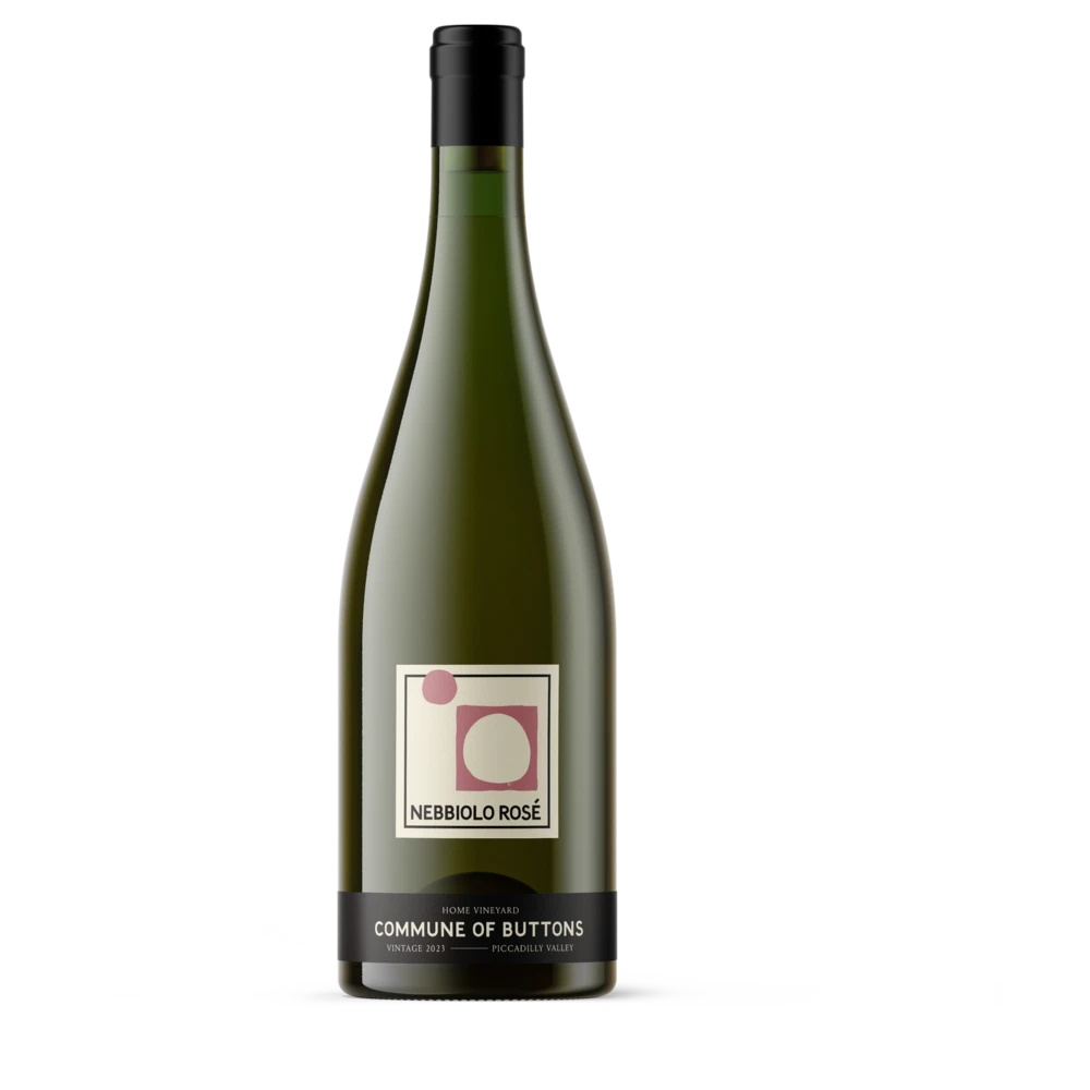 A bottle of 2024 Commune of Buttons Nebbiolo Rosé 750ml Rose Wine