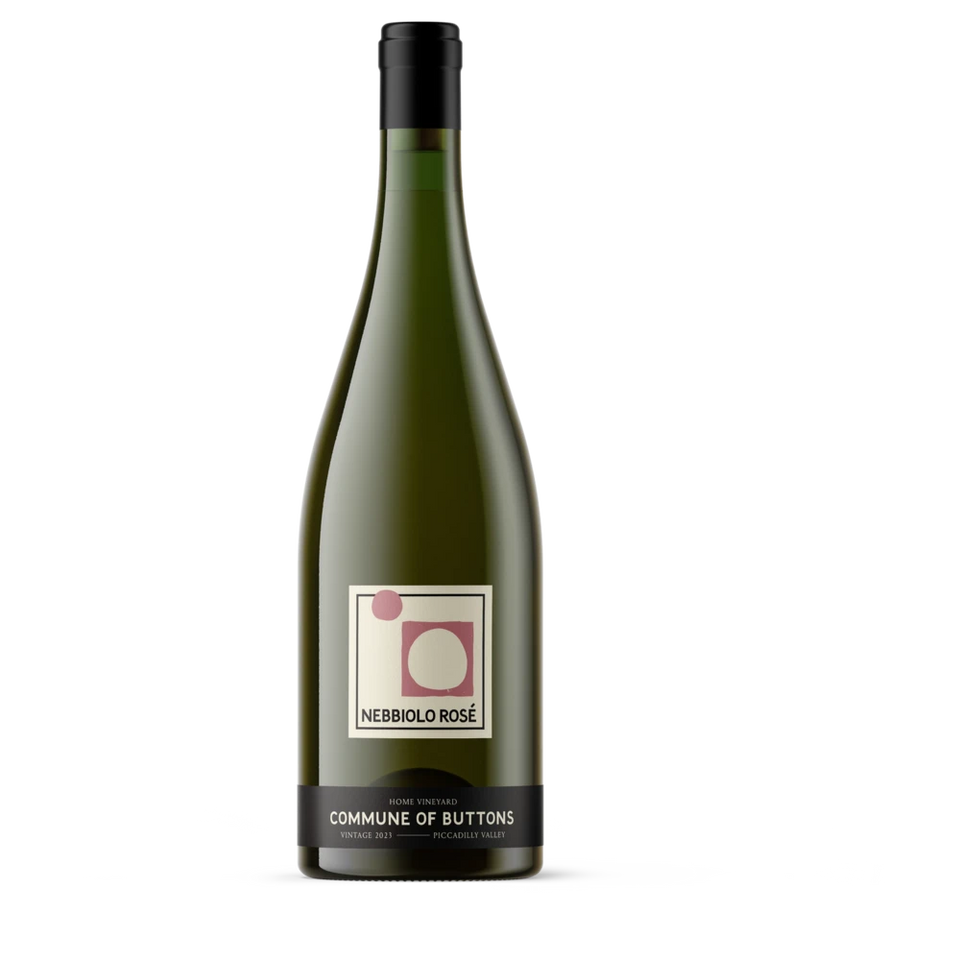 A bottle of 2024 Commune of Buttons Nebbiolo Rosé 750ml Rose Wine