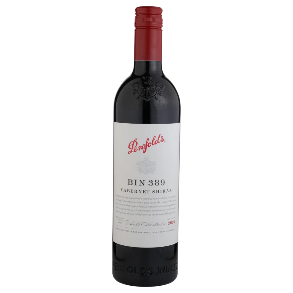 A bottle of 2022 Penfolds Bin 389 Cabernet Shiraz 750ml Red Wine