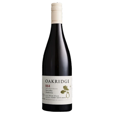 A bottle of 2022 Oakridge Wines 864 Single Block Release Drive Block Funder & Diamond Vineyard Chardonnay 750ml White Wine