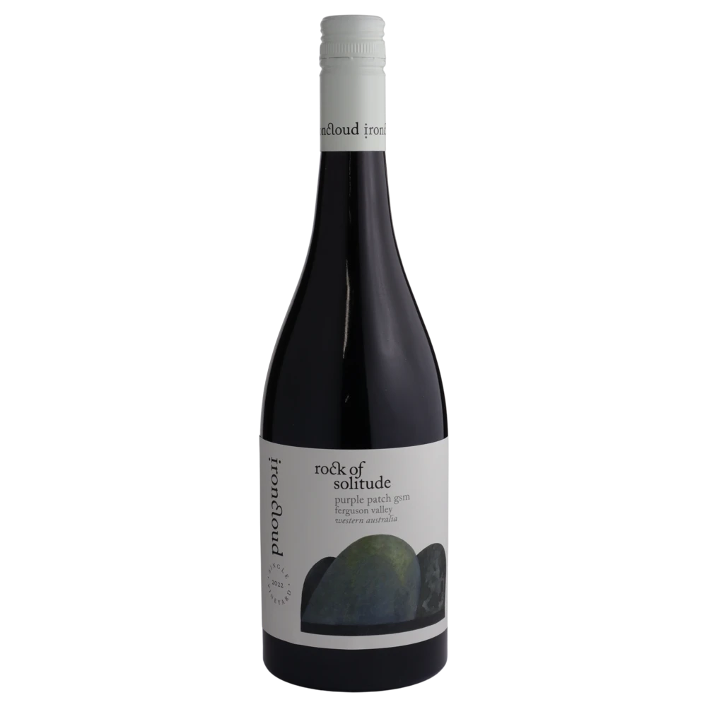 A bottle of 2022 Ironcloud Rock Of Solitude Purple Patch GSM 750ml Red Wine