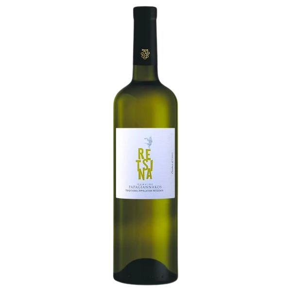 A bottle of 2024 Papagiannakos Retsina 750ml White Wine