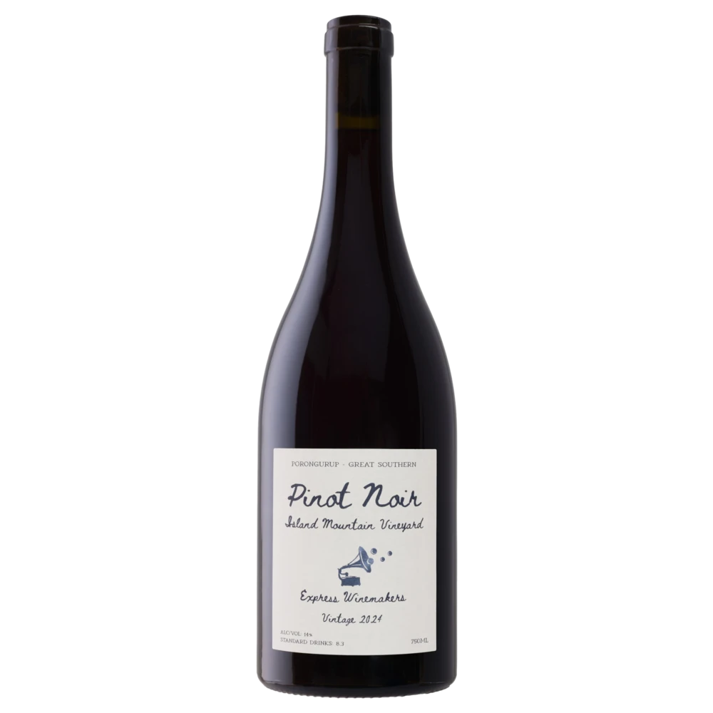 A bottle of 2024 Express Winemakers Island Mountain Pinot Noir 750ml Red Wine