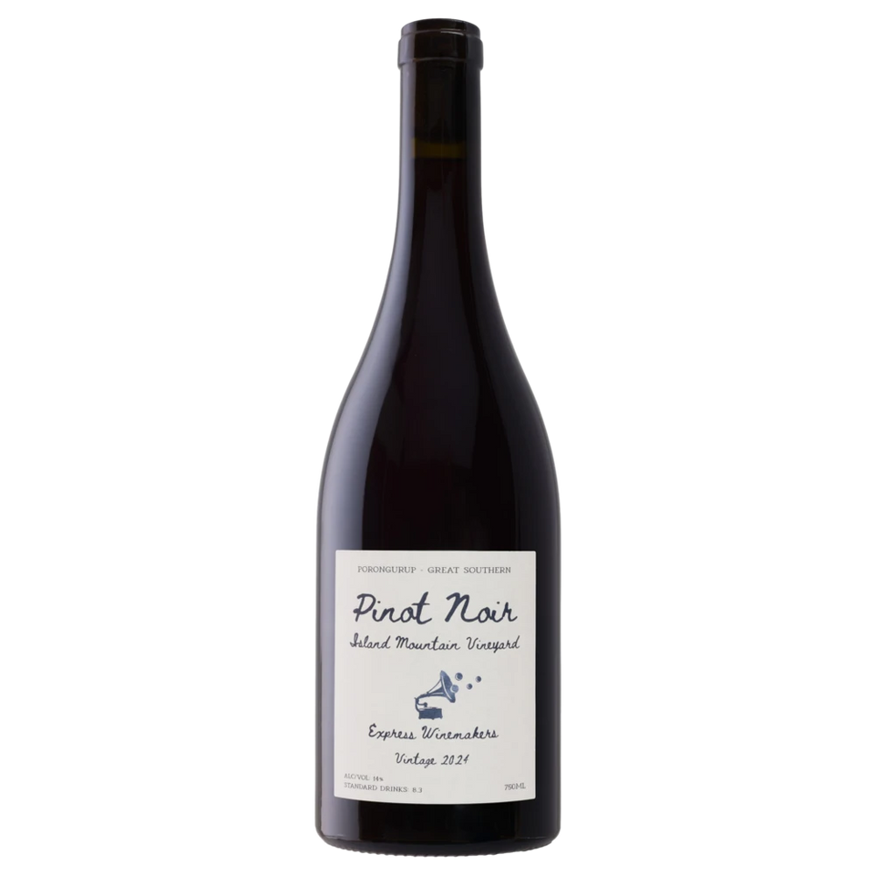 A bottle of 2024 Express Winemakers Island Mountain Pinot Noir 750ml Red Wine