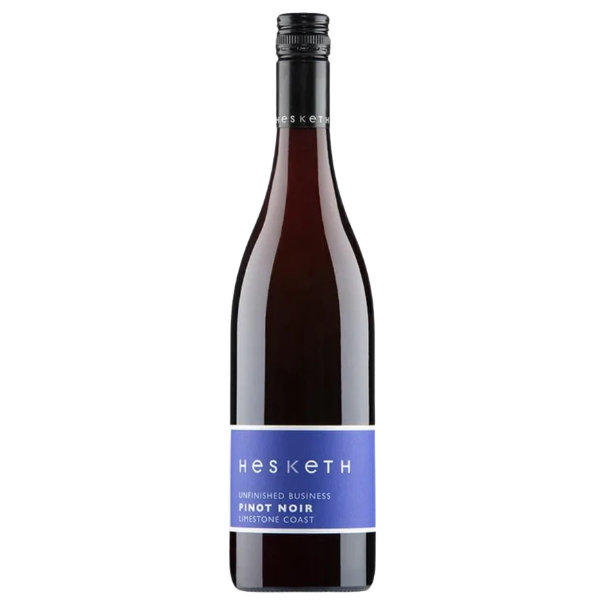 A bottle of 2024 Hesketh Unfinished Business Pinot Noir (Limestone Coast Series) 750ml Red Wine