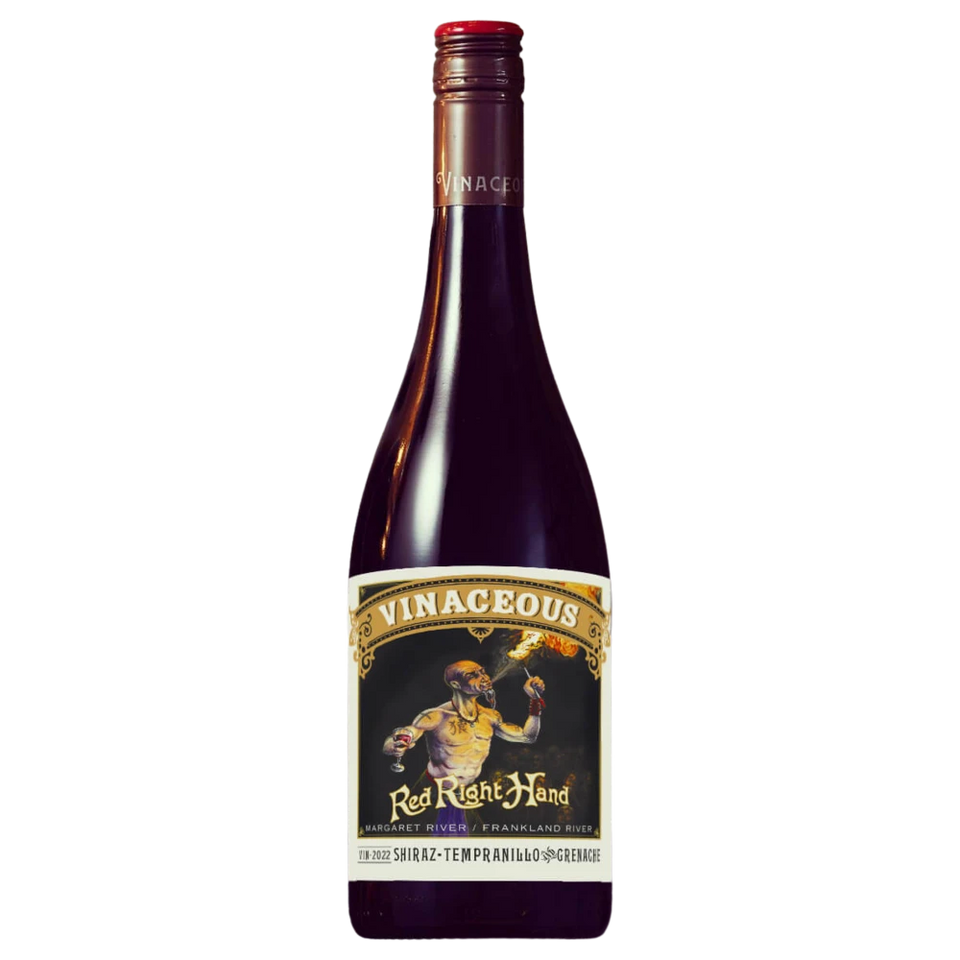 A bottle of 2022 Vinaceous Red Right Hand Shiraz Grenache Tempranillo 750ml Red Wine