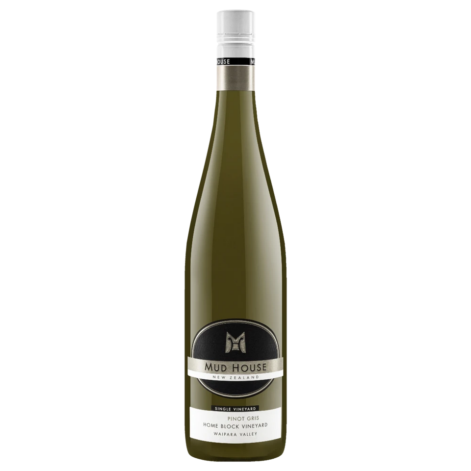A bottle of 2023 Mud House Single Vineyard Home Block Pinot Gris 750ml White Wine