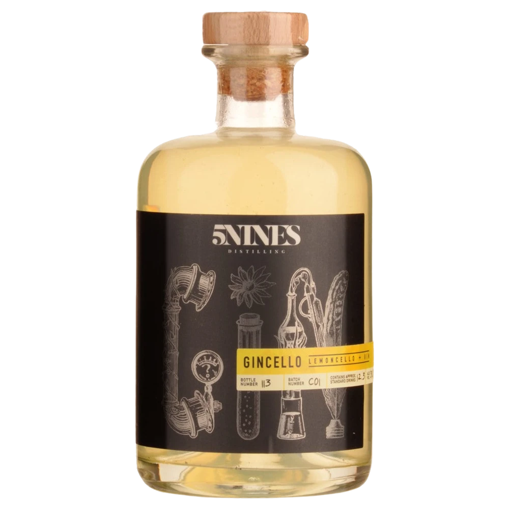 A bottle of 5Nines Distilling Distillers Release Gincello 31% 500ml