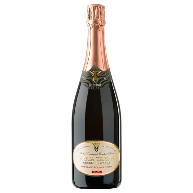 A bottle of Antica Cascina Conti Di Roero Maria Teresa Sparkling Nebbiolo d'Alba Rose DOC 2018 750ml Red Wine