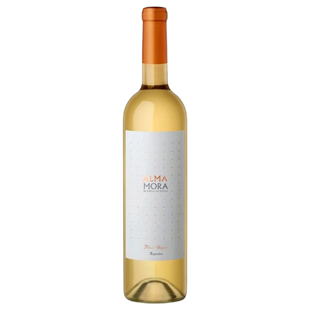 A bottle of 2024 Alma Mora Pinot Grigio 750ml White Wine