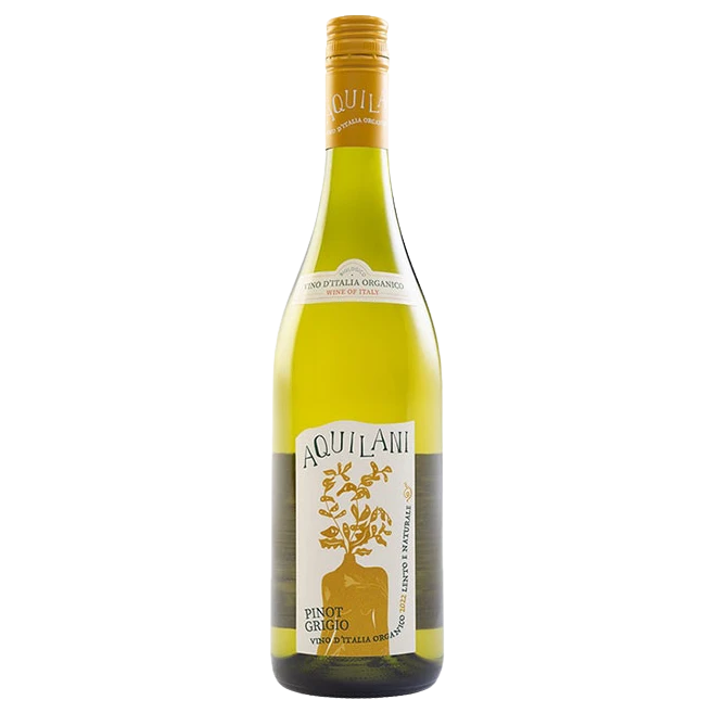 A bottle of 2024 Aquilani Pinot Grigio Organic 750ml White Wine
